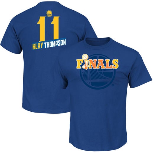 MAJESTIC KLAY THOMPSON GOLDEN STATE WARRIORS ROYAL 2016 NBA FINALS BOUND PARTICIPANT T-SHIRT golden state warriors 2016 western conference champions