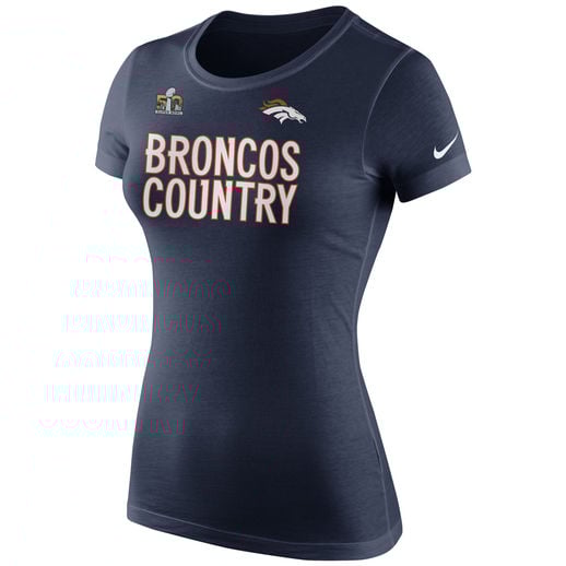 NIKE DENVER BRONCOS WOMEN'S NAVY 2015 AFC CONFERENCE CHAMPIONS BRONCOS COUNTRY T-SHIRT mother's day denver broncos gifts for mom