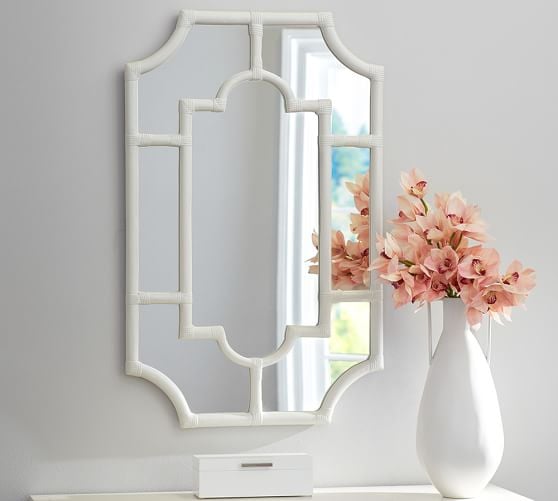 Pottery Barn AVERY WHITE BAMBOO MIRROR pottery barn buy more save more sale memorial day 2016