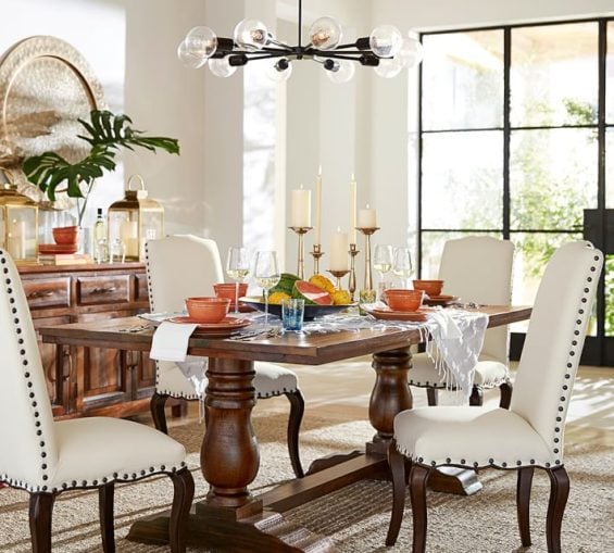 Pottery Barn BOWRY RECLAIMED WOOD FIXED DINING TABLE Eco-Friendly Rustic Mahogany pottery barn buy more save more sale memorial day 2016