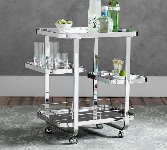 Pottery Barn JERICHO BAR CART Iron Mirrored Glass pottery barn buy more save more sale memorial day 2016