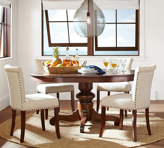 Pottery Barn TIVOLI EXTENDING PEDESTAL DINING TABLE Tuscan Chestnut pottery barn buy more save more sale memorial day 2016