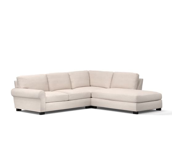 Pottery Barn TURNER ROLL ARM UPHOLSTERED 3-PIECE BUMPER SECTIONAL pottery barn buy more save more sale memorial day 2016