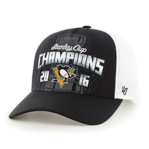 '47 Pittsburgh Penguins Black/White 2016 Stanley Cup Champions Locker Room Adjustable Hat