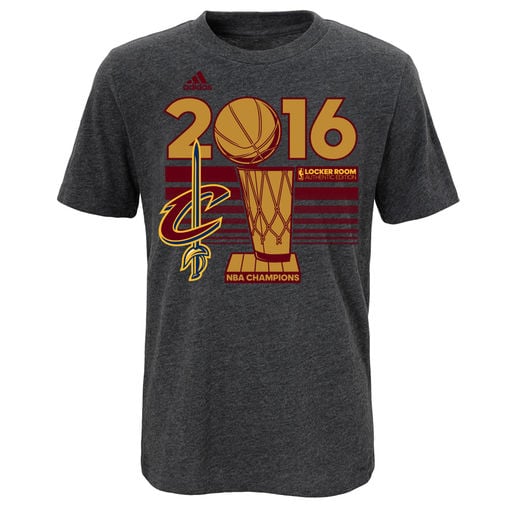 ADIDAS CLEVELAND CAVALIERS PRESCHOOL CHARCOAL 2016 NBA FINALS CHAMPIONS LOCKER ROOM T-SHIRT