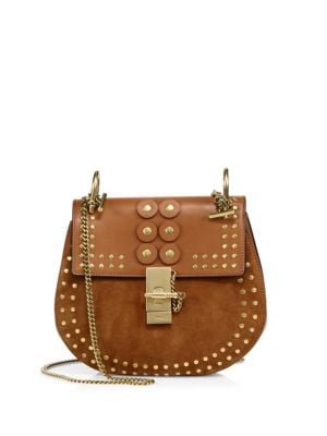 Chloe Drew Small Studded Leather & Suede Crossbody Bag Saks Fifth Avenue Sale