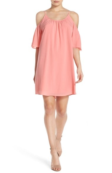 French Connection 'Polly' Cold Shoulder Shift Dress Fizzy Pink casual cold shoulder dresses summer