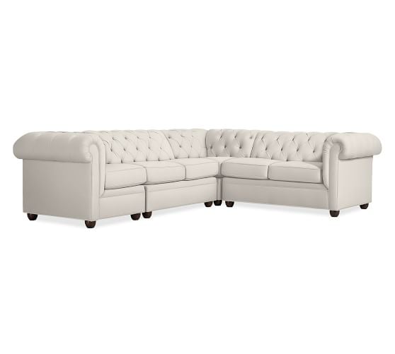 Pottery Barn CHESTERFIELD UPHOLSTERED 4-PIECE SECTIONAL pottery barn buy more save more 4th of july sale