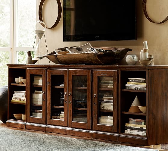 Pottery Barn PRINTER'S LONG LOW MEDIA STAND pottery barn buy more save more 4th of july sale