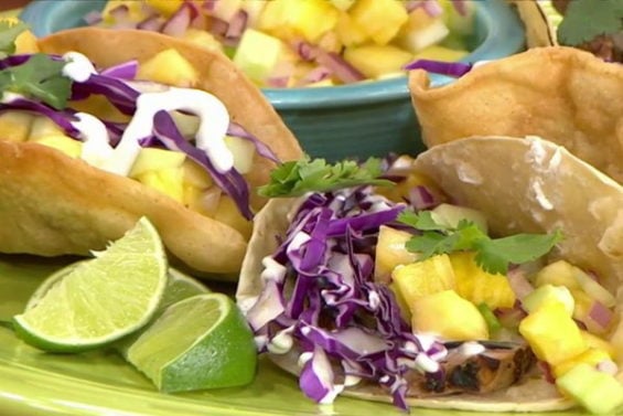 Watch Cooking Channel "Beach Bites" host and Food Network "The Kitchen" co-host Katie Lee make delicious grilled pork tenderloin tacos with pineapple cucumber salsa on the Wednesday, June 1, 2016 episode of the Today show.