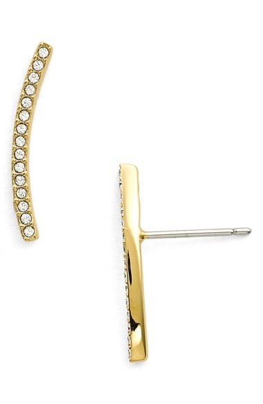 Nadri Pavé Curved Bar Stud Earrings Gold Nordstrom anniversary sale women's jewelry