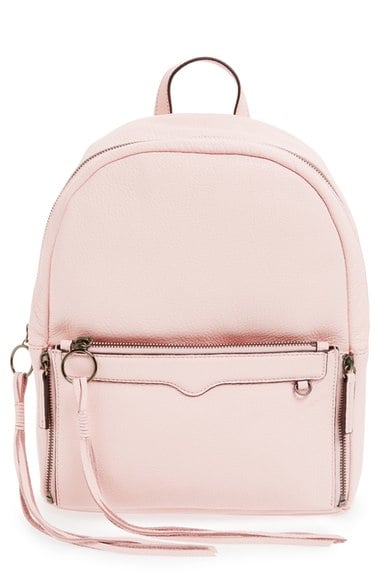 Rebecca Minkoff 'Lola' Backpack with Detachable Crossbody Pale Blush Gunmetal Hrdwr college student high school student designer backpacks back to school 2016