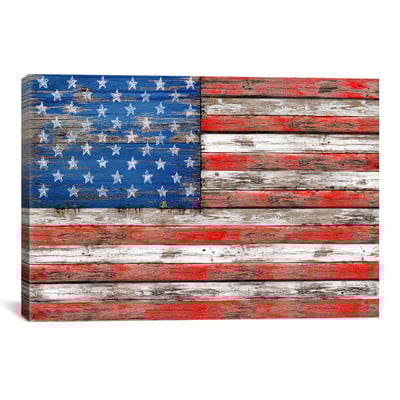 'U.S.A. Vintage Wood' by Maximilian San Graphic Art on Canvas by iCanvas wayfair