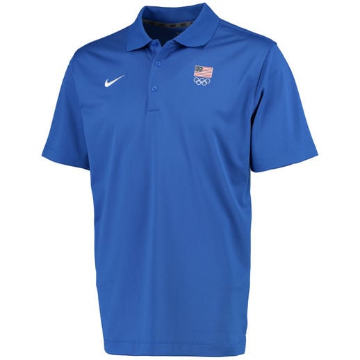 Nike Team USA Royal Flag 5 Rings Varsity Performance Polo Royal