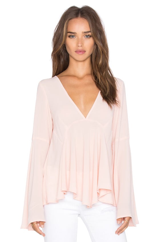 LUCY PARIS Bell Sleeve Top Blush Pink bell sleeve tops for fall