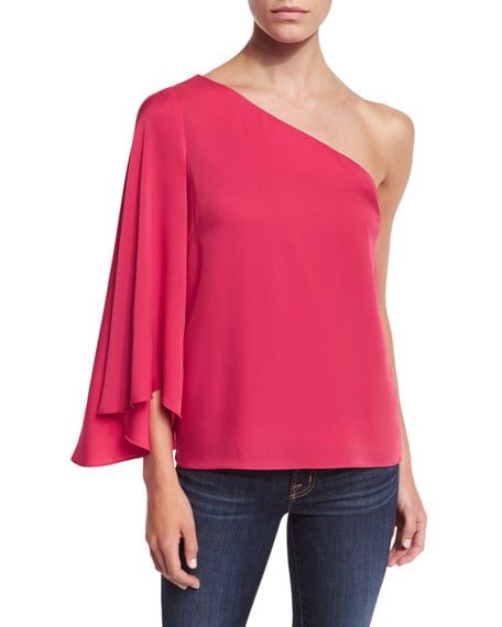 Milly Tori One-Shoulder Bell Sleeve Top Rose bell sleeve tops fall