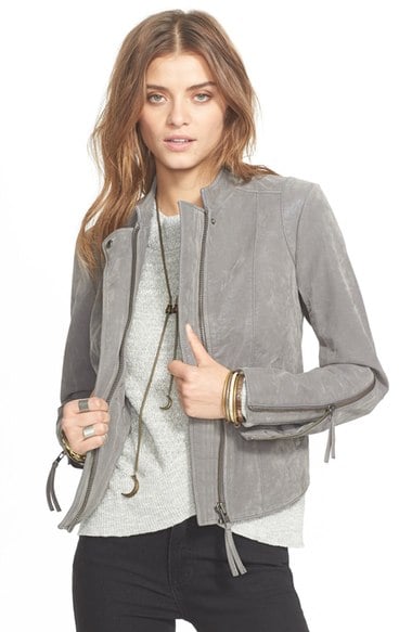 Free People Faux Leather Jacket Steel Mill Grey faux leather moto jackets for fall 2016