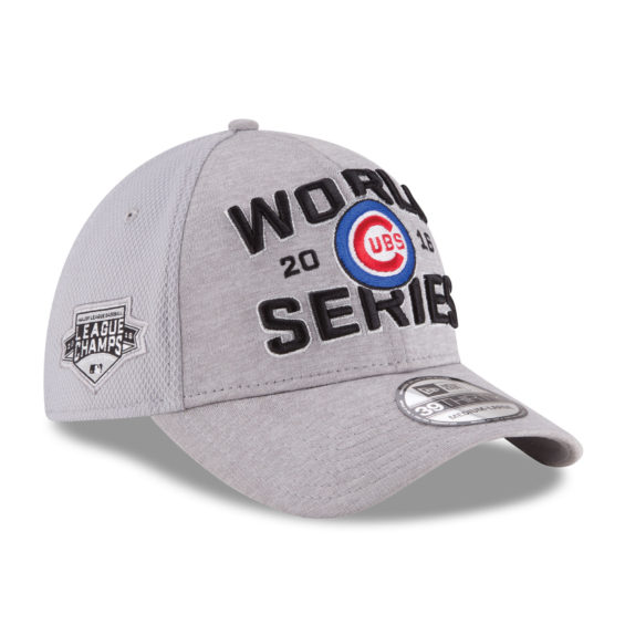 New Era Chicago Cubs Youth Heather Gray 2016 National League Champions Locker Room 39THIRTY Flex Hat