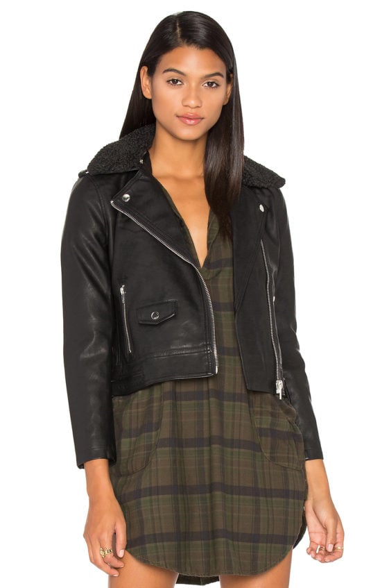 OBEY Billie Vegan Leather Faux Fur Jacket Black faux leather moto jackets fall 2016