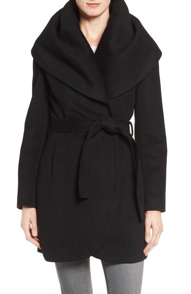 calvin klein belted wrap coat oatmeal