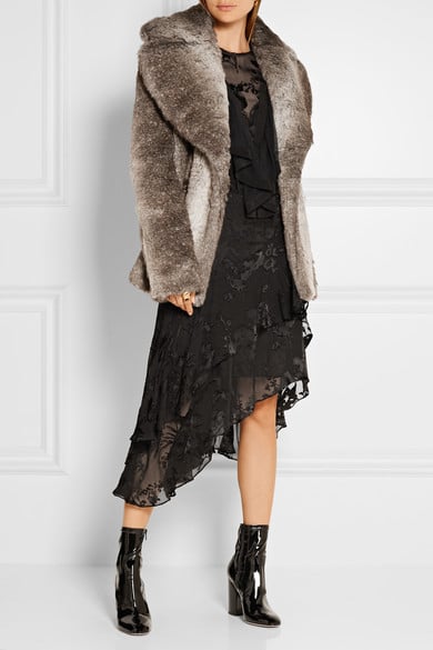 ALESSANDRA RICH Faux fur jacket brown and grey faux fur coats holidays