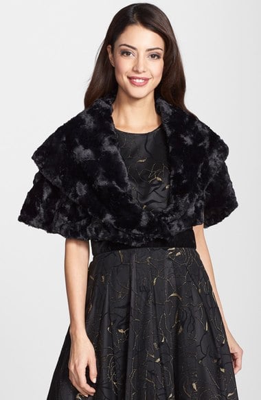 Eliza J Faux Fur Caplet Black faux fur coats