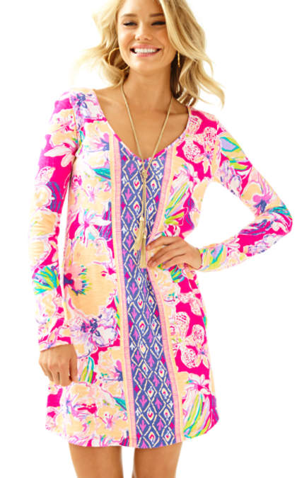 Lilly Pulitzer PARADIS SWING DRESS Magenta Tipping Point Engineered Paradis Dress lilly pulitzer glitz & glamour presents event