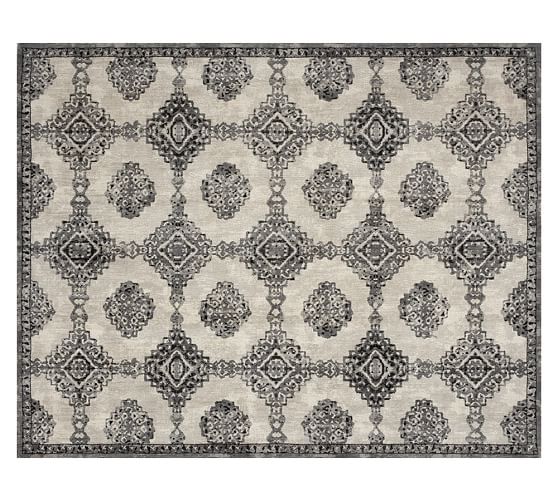 Pottery Barn KARLY RUG - IVORY/BLACK pottery barn 48 hour flash sale