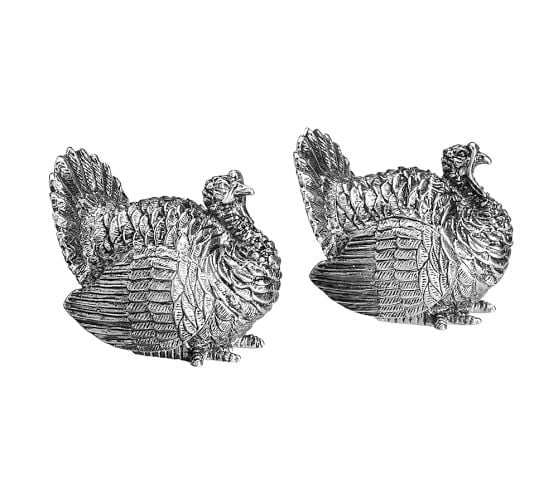 Pottery Barn NICKEL TURKEY SALT & PEPPER SHAKER pottery barn flash sale
