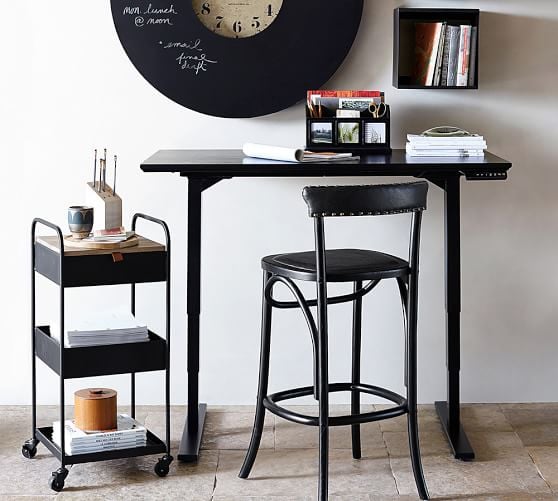 Pottery Barn PRINTER'S SIT-STAND ELECTRIC ADJUSTABLE DESK Artisanal Black pottery barn 48 hour sale