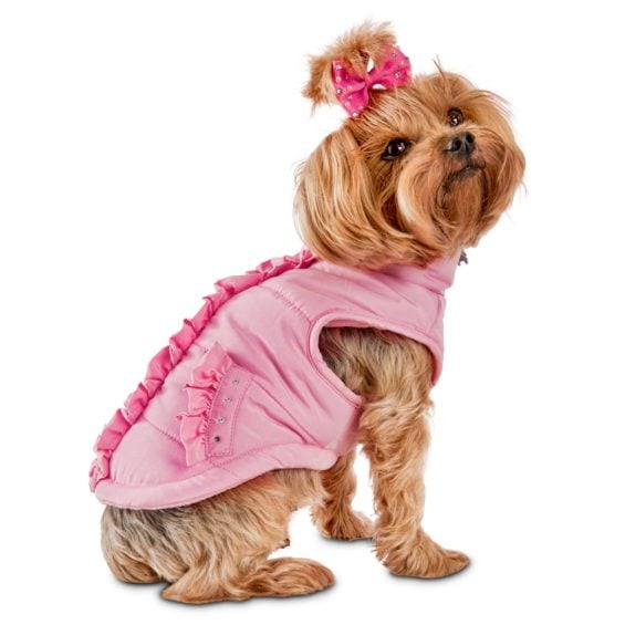 Smoochie Pooch Pink Ruffle Dog Bomber Jacket, Medium Petco cyber monday sale