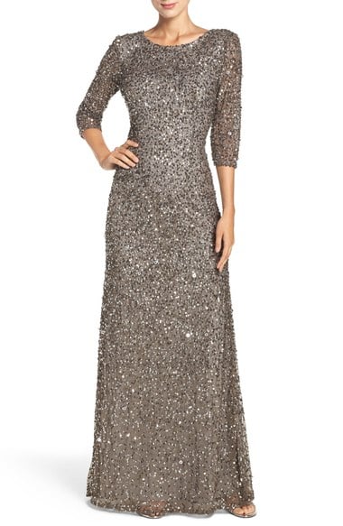 Adrianna Papell Sequin Mesh Gown Lead new year's eve sequin dresses