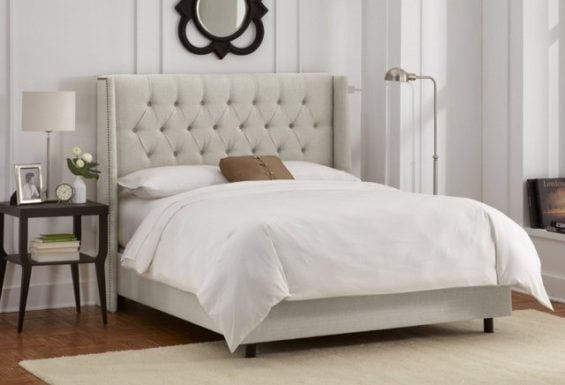 Alex Tufted Wingback Bed, Talc Linen One Kings Lane best of 2016 sale