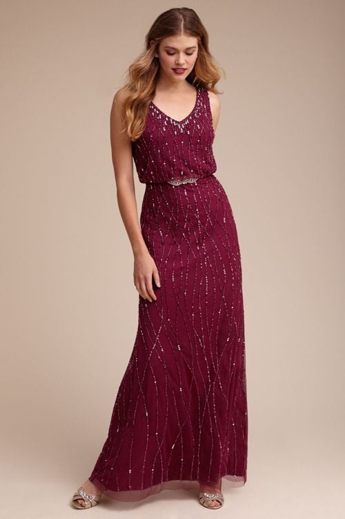 BHLDN Brooklyn Sequin Dress Black Cherry
