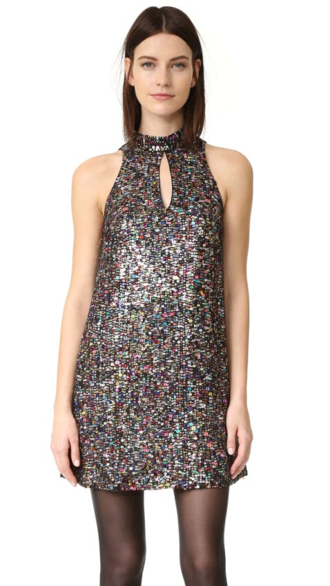 Cynthia Rowley Allover Sequin Mock Neck Shift Dress Multi
