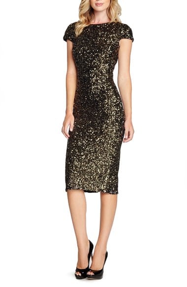 Dress the Population 'Marcella' Open Back Sequin Body-Con Dress Antique Gold new year's eve sequin dresses