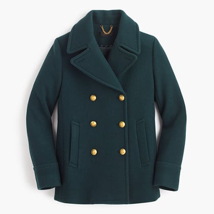J.Crew MAJESTY PEACOAT IN STADIUM CLOTH item f4923 Dark Forest