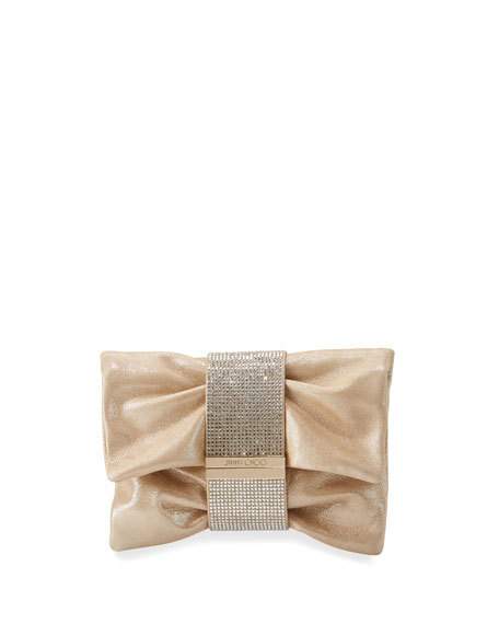 Jimmy Choo Chandra Small Crystal Clutch Bag, Sand Neiman Marcus christmas sale
