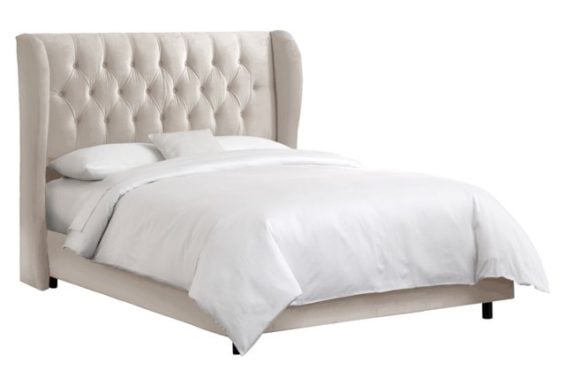 Lt Gray Velvet Reed Wingback Bed, Queen One Kings Lane best of 2016 sale