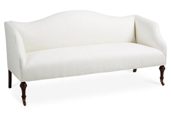 One Kings Lane Collection Lydia Camelback Settee, White Linen one kings lane best of 2016 sale