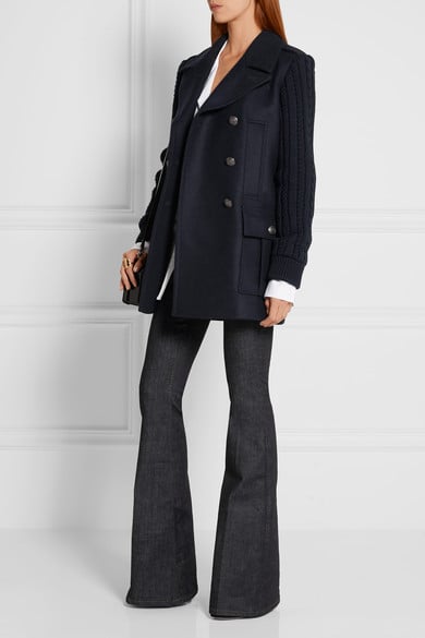 PIERRE BALMAIN Double-breasted wool-blend coat midnight blue peacoats sale