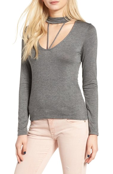 PST by Project Social T PST by Project Social Strappy Cutout Tee Heather Charcoal cutout tops winter