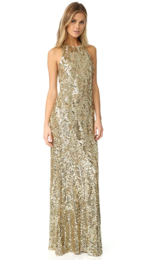 Parker Parker Black Seanna Dress Gold new year's eve sequin gowns