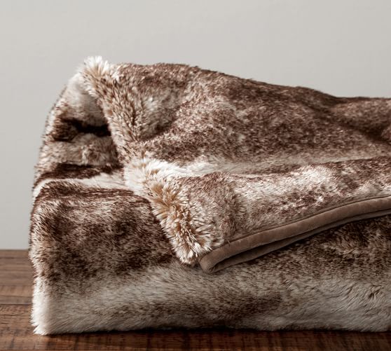 Pottery Barn FAUX FUR THROW - CARAMEL OMBRE sale