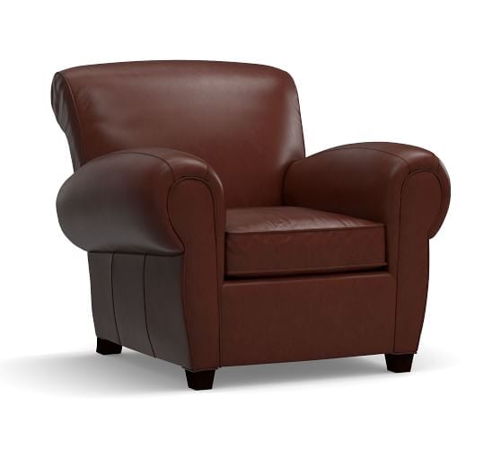 Pottery Barn MANHATTAN LEATHER ARMCHAIR Signature Whiskey pottery barn premier event