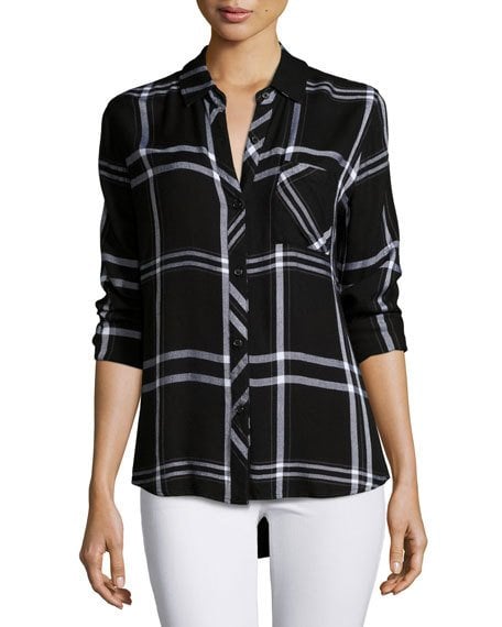 Rails Hunter Plaid Long-Sleeve Shirt Jet/White Neiman Marcus christmas sale