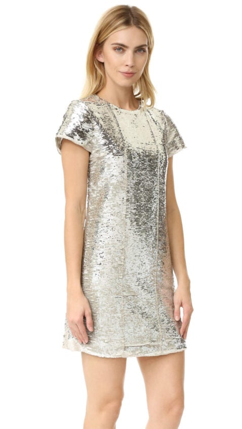 Rebecca Minkoff Lynx Sequin Dress Gold Silver