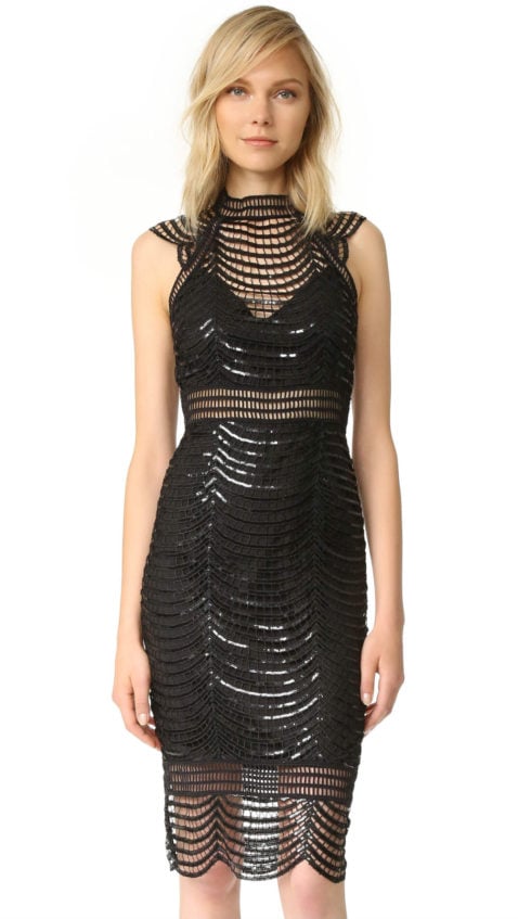 Saylor Heloise Scallop Sequin Dress Black sequin dresses new year's eve