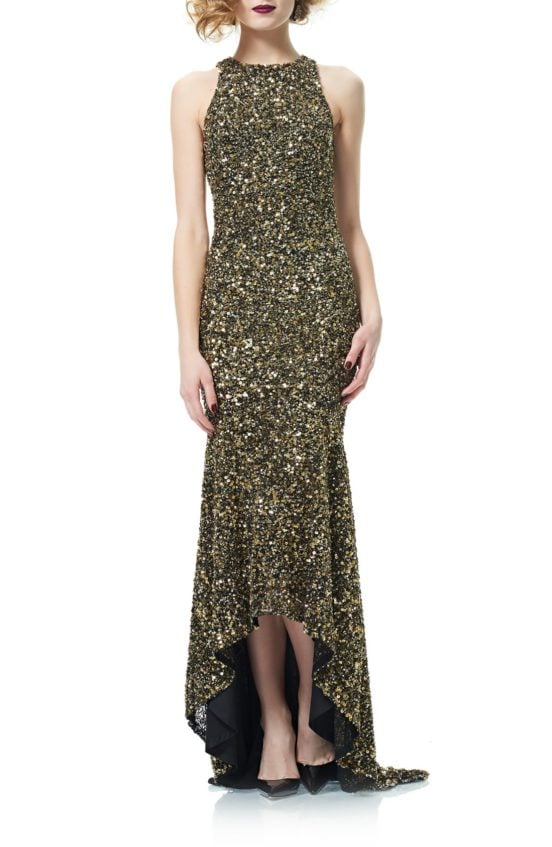 Theia Sequin Mermaid Gown Burnt Gold
