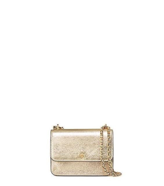 Tory Burch CRINKLE METALLIC MINI SHOULDER BAG Spark Gold or Silver tory burch extra 30% sale